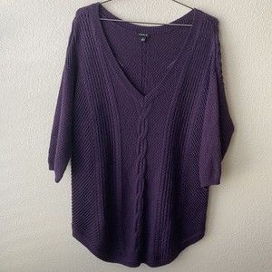 Torrid Lurex Pointelle Purple Tunic Sweater Size 2x Style #11541591 Woolblend